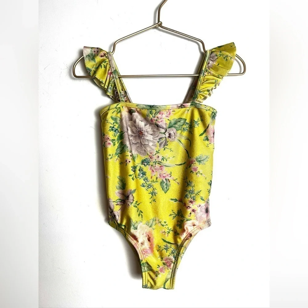 Zimmermann Kids Yellow Floral Swimsuit | size 2T